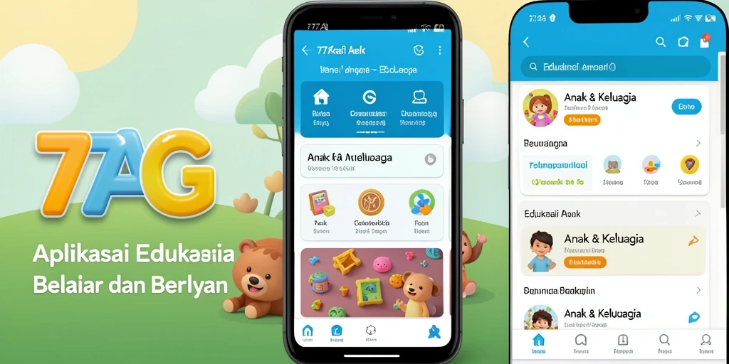 Tampilan antarmuka aplikasi 77AG yang ramah anak dan edukatif.