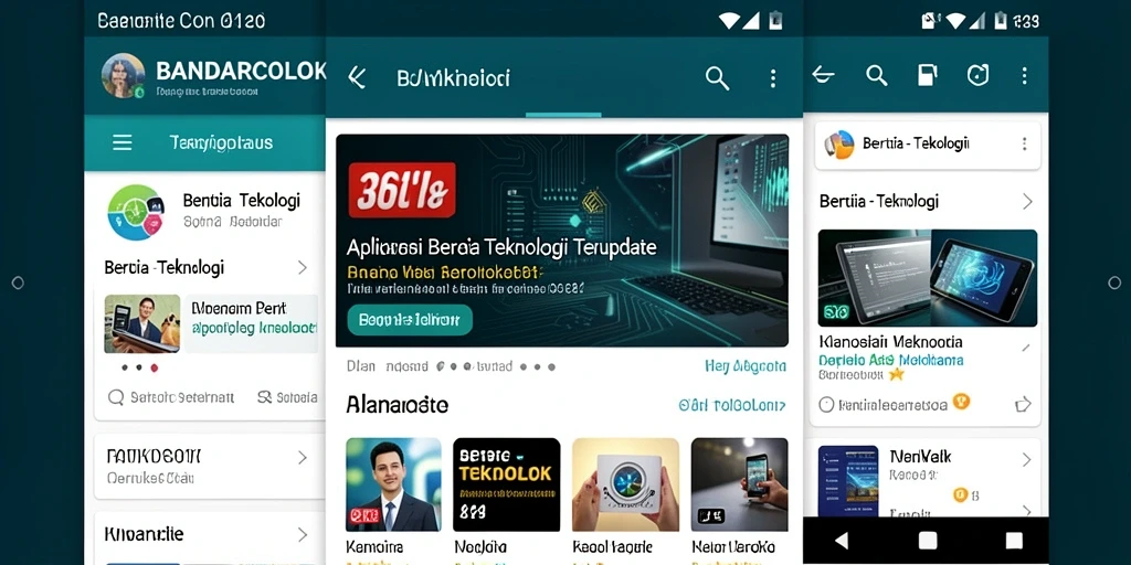 Antarmuka aplikasi BANDARCOLOK dengan fitur berita teknologi.