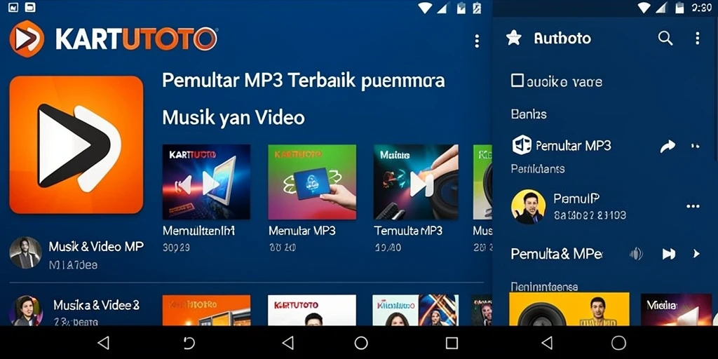 Antarmuka KARTUTOTO yang modern dan fungsional untuk Pemutar MP3.