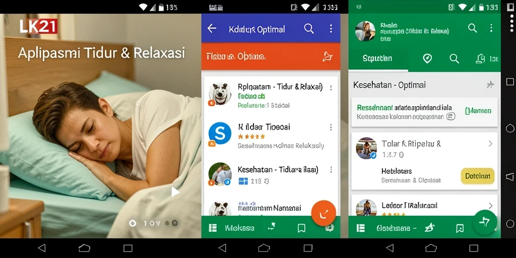 Tampilan antarmuka LK21 yang intuitif untuk tidur dan relaksasi.